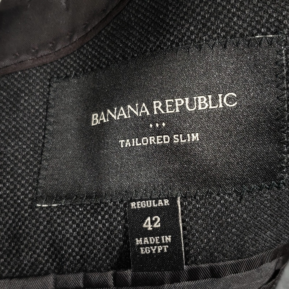 Banana Republic Blazer Mens 42 Regular Charcoal Gray Tailored Slim Sport Coat - Picture 6 of 14